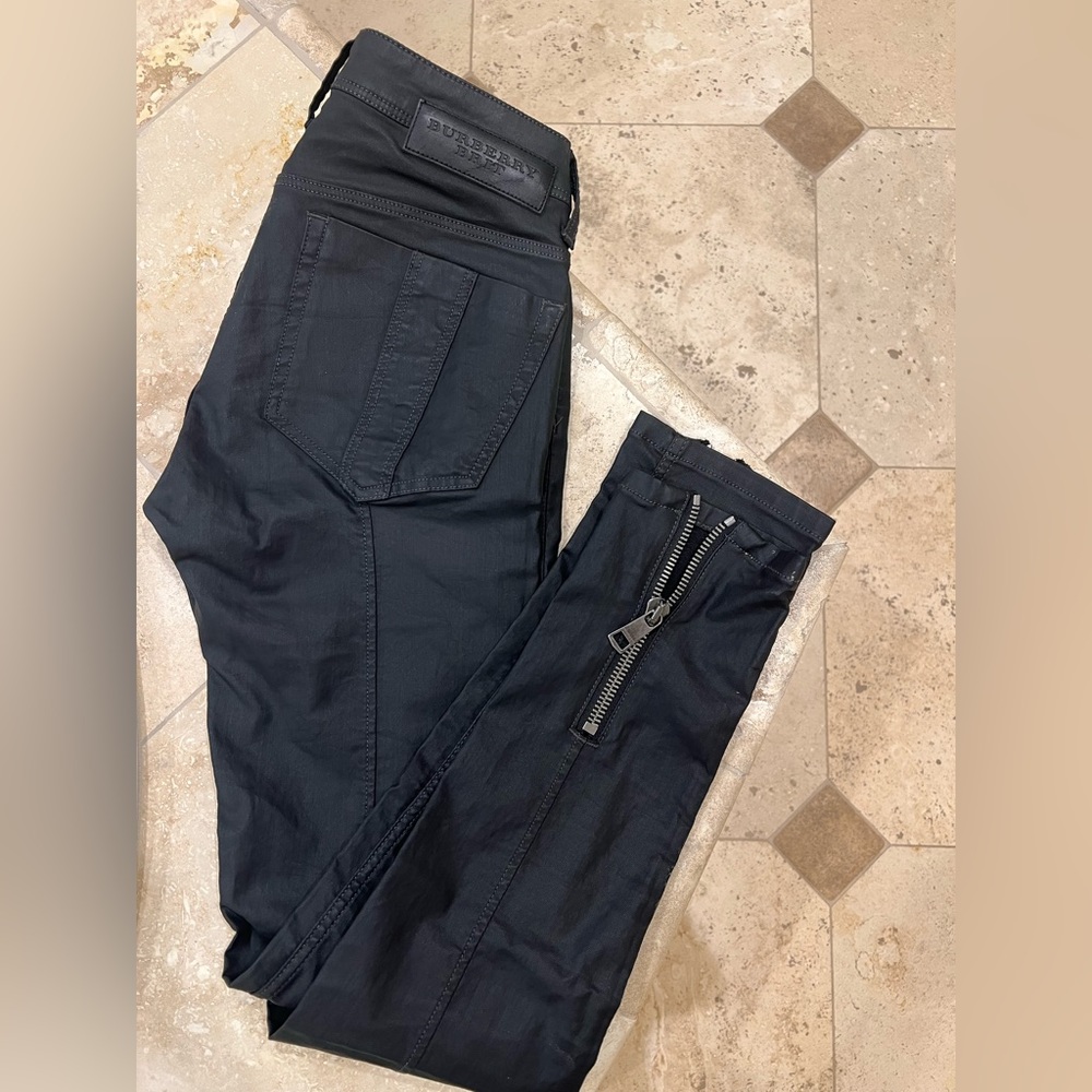 Burberry Brit coated leather jeans skinny with zippers on the back
